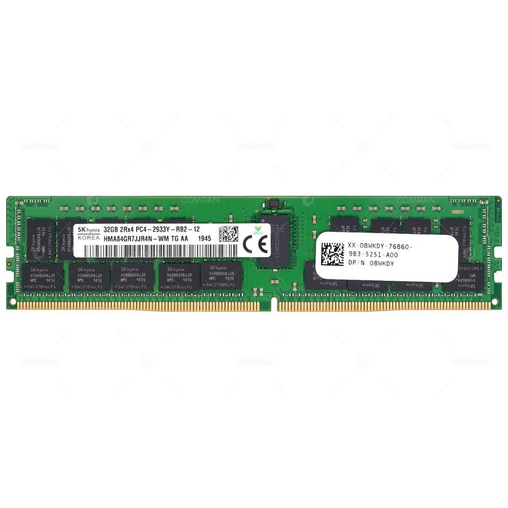 8WKDY  DELL DDR4 32GB 2RX4 PC4-23466 2993MHZ RDIMM CAS 21-21-21
